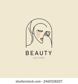 Beauty salon logo template. Vector illustration of a beautiful woman face.