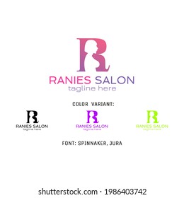 logotipo de salón de belleza vectorial con letra inicial R , para belleza, niñas, café niñas