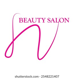 beauty salon logo vector template, Elegant Beauty Salon Logo Design with Stylish Pink Brushstroke Letter "N" for Modern and Professional Branding in Beauty Makeup Hair Styling Services and Nail Art 