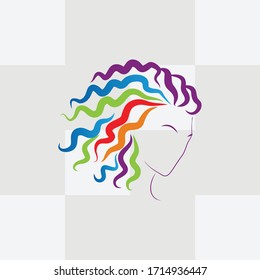 Beauty Salon Logo with a woman's Afro Hair profile in vector format.