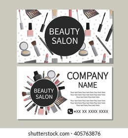 Beauty Salon. Beauty, Makeup, Care. Cute Design Of Business Cards For Beauty Salon. Vector Design