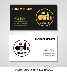 Beauty salon. Beauty, makeup, care. Cute design of business cards for beauty salon. Vector design