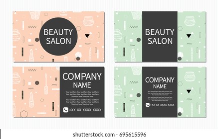  Salón de belleza. Belleza, maquillaje, cuidado. Diseño de tarjetas de visita para el salón de belleza. Diseño de vectores