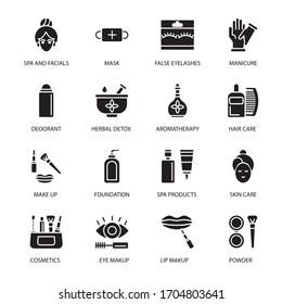 Beauty Salon, Makeup and Cosmetics glyph Icons - Vectors