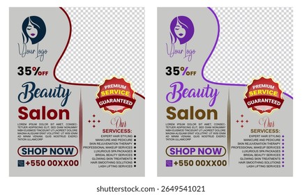 Maquiagem de salão de beleza para design de modelo de postagem de mídia social. Maquiagem cosmética manicure e pedicure banner design de modelo.