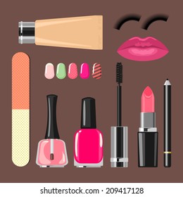 Beauty salon manicure salon  cosmetics and accessories. Vector illustration