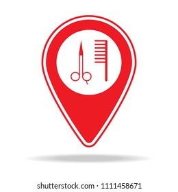 beauty salon map pin icon. Element of warning navigation pin icon for mobile concept and web apps. Detailed beauty salon map pin icon can be used for web and mobile on white background