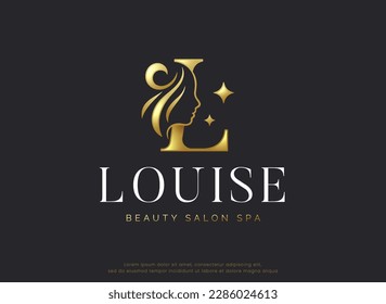 beauty salon monogram letter l woman silhouette logo design	