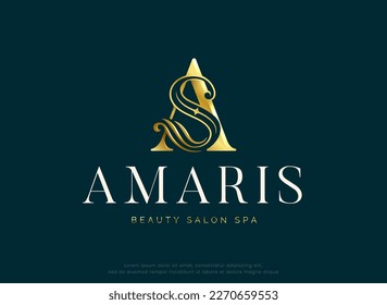 beauty salon monogram letter A and S woman logo design	