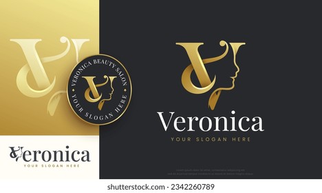 beauty salon monogram letter s woman silhouette logo design