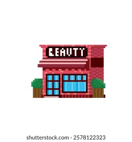 Beauty salon pixel art icon. Design for logo, web, mobile app, sticker, badges and patches. Video game sprite. 8-bit. Isolated vector illustration.