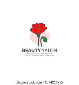 Beauty salon with poppy flower logo template.
