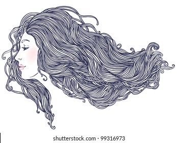 Beauty Salon Portrait Pretty Young Woman Stock Vector (Royalty Free ...