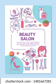 Beauty salon procedures poster template layout. Cosmetology parlor, SPA. Banner, booklet, leaflet print design with linear icons. Vector brochure page layout for magazines, advertising flyers