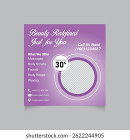 Beauty Salon Promotion Template With Discount Offer For Social Media Post