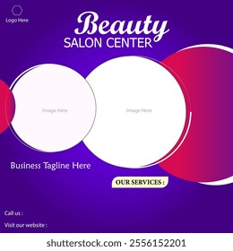 Beauty salon promotional poster design advertisement template gradient vector for social media marketing.