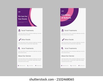 beauty salon roll up banner stand template. spa and beauty  flyer, dl flyer design template. roll up banner vector template.