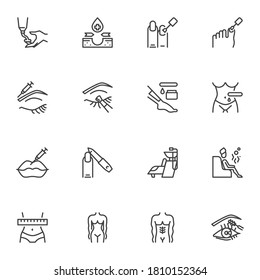 Beauty salon service line icons set, outline vector symbol collection, linear style pictogram pack. Signs, logo illustration. Set includes icons as skin care, fingernail manicure, spa, hair depilation