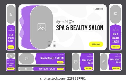 Beauty salon set of web banner template design for social media posts, editable vector eps 10 file format