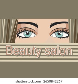 Salão de beleza spa publicidade banner imagem vetorial de olhos femininos