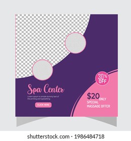 Beauty Salon Spa center Social Media Post Template Design. Spa Makeup Center Social Media Post Or Square Flyer