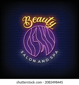 Beauty Salon and Spa Neon Signs Vector