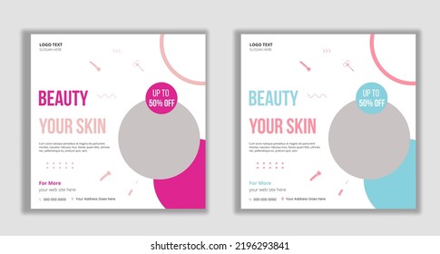 Beauty salon and spa social media and web banner template