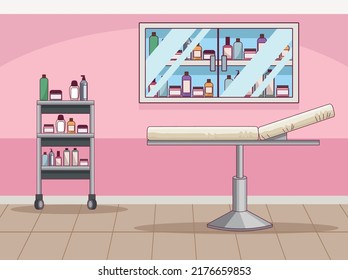 beauty salon with stretcher scene