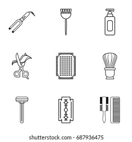 Beauty salon stuff icons set. Outline set of 9 beauty salon stuff vector icons for web isolated on white background