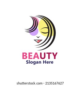 Plantilla de diseño de logotipo vectorial de salón de belleza. Niña, mujer o peluquería, icono de la peluquería