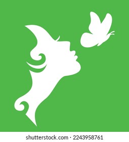 Beauty salon woman with butterfly wall decor tenstickers