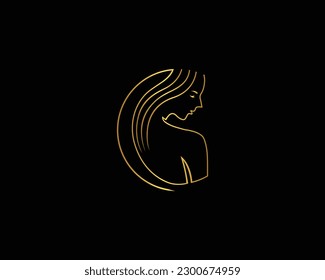 Beauty Salon Woman Skin Logo Design With Premium Modern Line Art Style Vector Template.