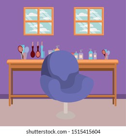 beauty salon workplace with chair scene