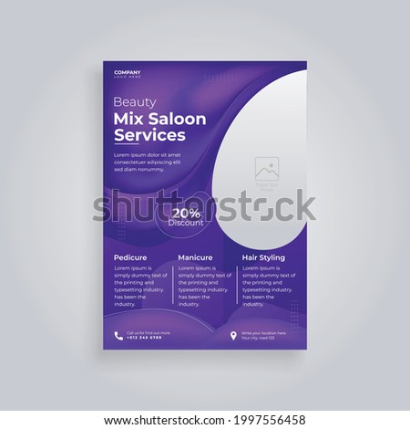 Beauty Saloon Flyer layout template in A4 size