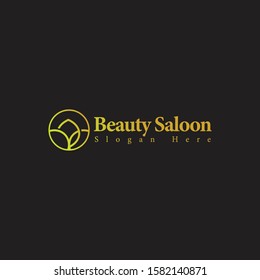 beauty saloon logo with natural leaf shape for beauty and inside the circle makes this design unique, modern, luxurious, simple.