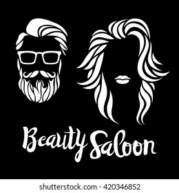 Beauty saloon logo, Vector illustration, Black and white