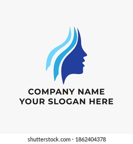 Beauty saloon logo. Woman face and hair logo vector.
