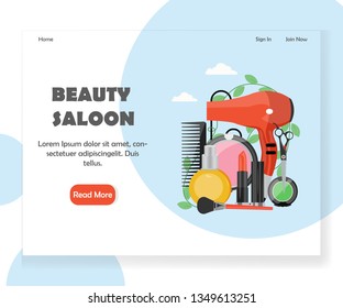 Diseño de página web, página web y página de inicio para el desarrollo de sitios web y sitios móviles. Concepto de servicios de salón de belleza para banner web, página web etc.