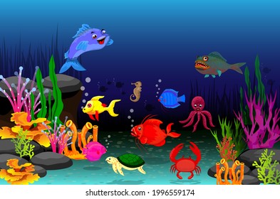 beauty of sea life vector design