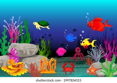 beauty of sea life vector design
