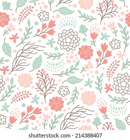 Vector Seamless Pattern Floral Elements Endless Stock Vector (Royalty ...