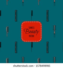 Beauty seamless pattern with combs. Cartoon style. Vector illustration