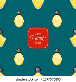 Beauty seamless pattern with perfume. Cartoon style. Vector illustration