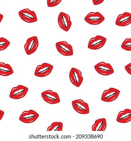 Beauty seamless pattern of red lips