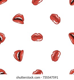 Beauty seamless pattern with red lips.Colorful vector fashion background.Textile texture