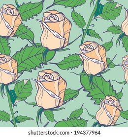 Beauty seamless pattern with roses.