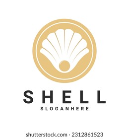 Beauty Seashell Scallop Shell Circle Emblem Simple Silhouette logo design