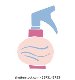 Beauty service barbershop spray bottle. Container for aromatic water with sprinkler. Beauty care item in spa salon. Vector isolated on white background