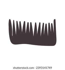 Beauty service plastic black comb. Classic hair comb. Beauty care item in spa salon. Vector isolated on white background