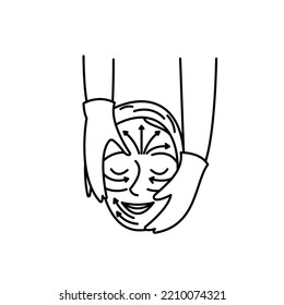 Beauty Service-Verfahren Vektorsymbol schwarze Umrisse EPS10. Hautpflege, Gesichtsmassage, Kosmetologie-Logo. Schönheitsindustrie, Salon-Konzept. Flat isolierte Illustrationen für Web, Infografiken, App, dev